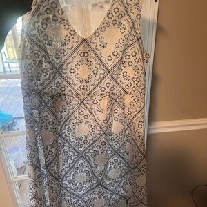 Sandra Darren Navy and Cream Floral Dress